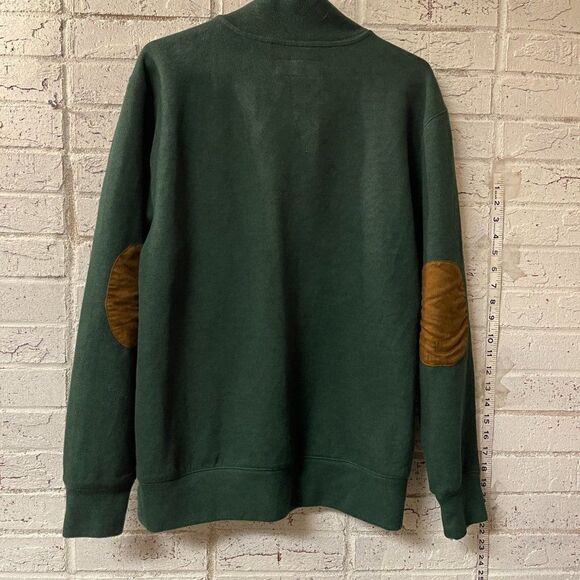 Clearwater Outfitter Sweater Mens Medium Green Henley Collar Elbow Patches - Picture 5 of 7